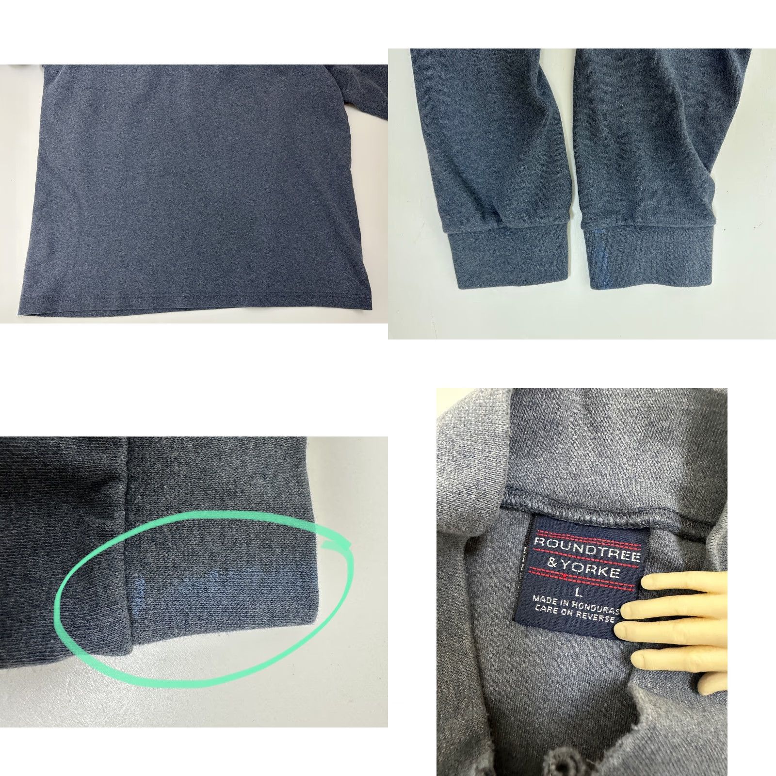 Roundtree & Yorke VINTAGE Roundtree & Yorke Mock Neck T-Shirt Men Large Distressed 90s Casual Heather Blue Cotton Heavyweight 1990-1999 Size US L / EU 52-54 / 3 - 9 Thumbnail