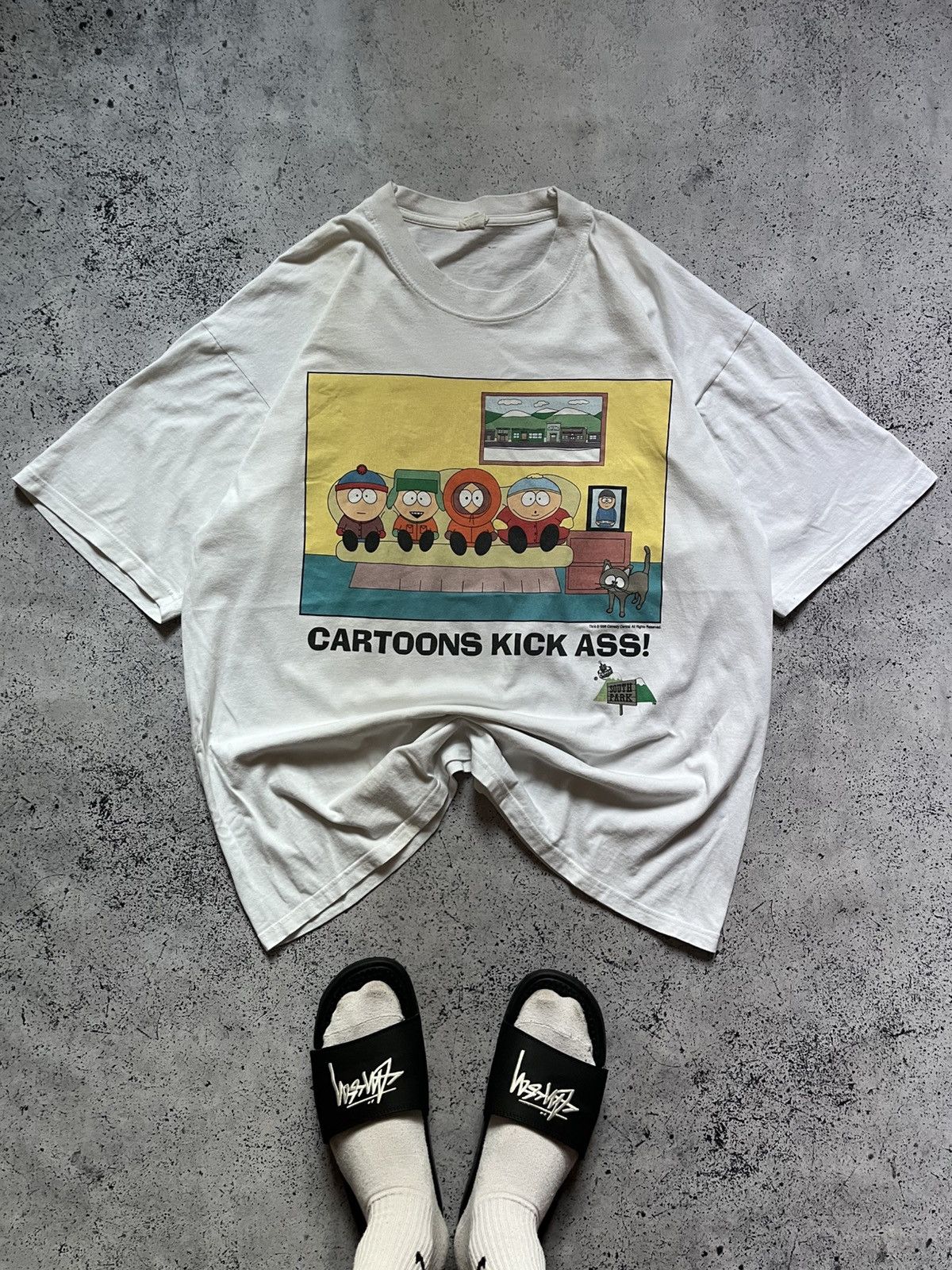 Cartoon Network Vintage 1998 South Park Cartoons Kick Ass! T-Shirt Tee Y2K Size US XL / EU 56 / 4 - 1 Thumbnail