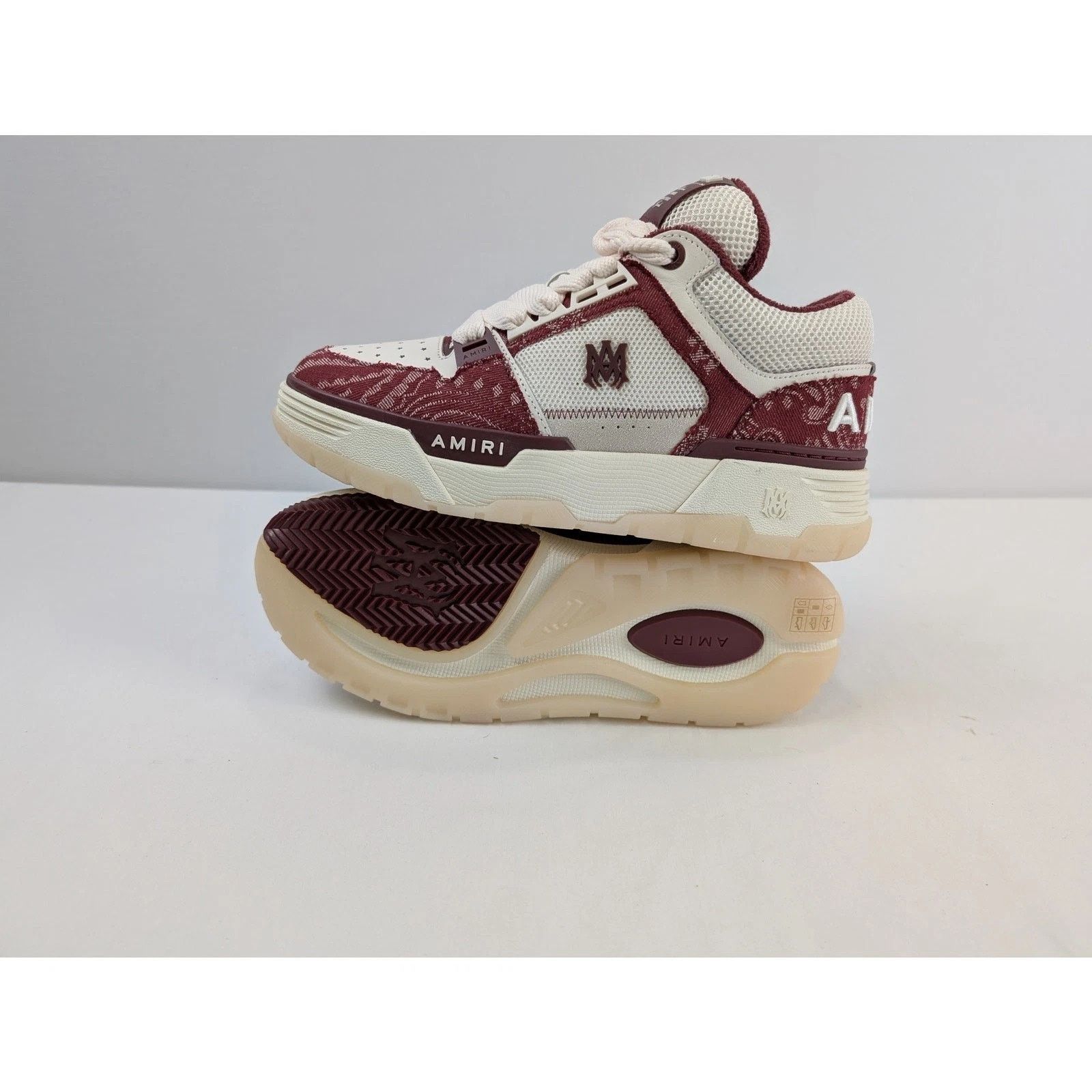 Amiri o1rshd1 Bandana Denim MA-1 Sneakers in Burgundy Size US 12 / EU 45 - 11 Thumbnail