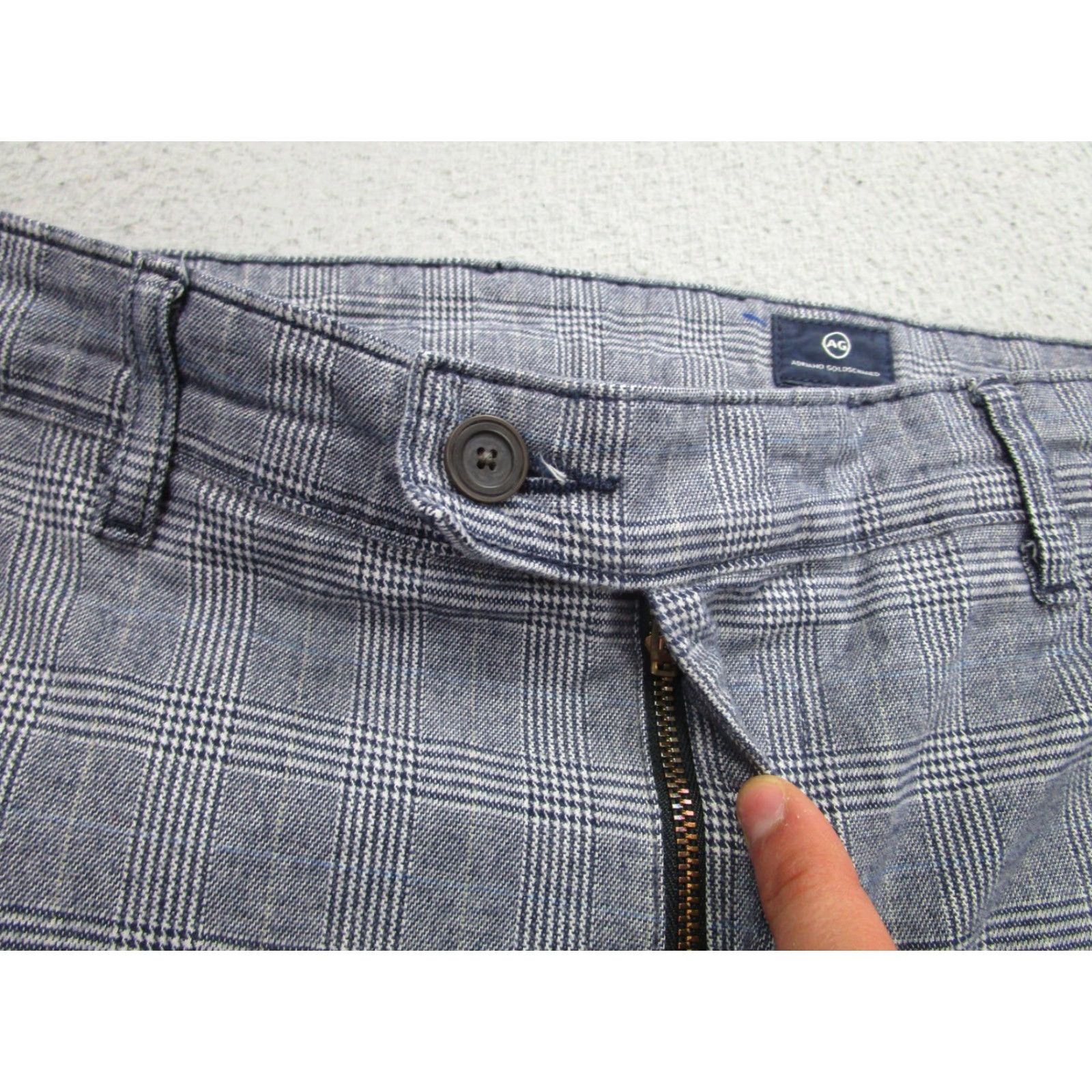 Vintage AG Adriano Goldschmied Pants Mens Size 33R Gray Glen Plaid Stretch Chino Size US 33 - 7 Thumbnail
