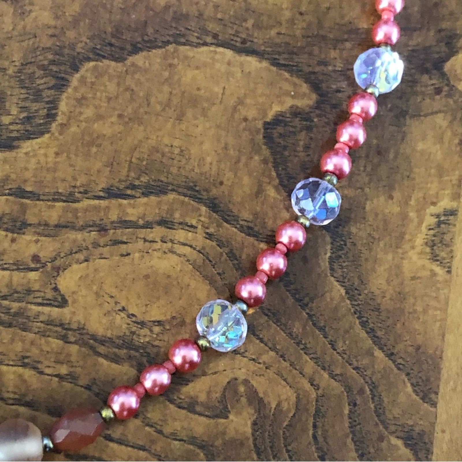 Handmade Handcrafted repurpose crystal antique rose Pearl necklac Size ONE SIZE - 11 Thumbnail