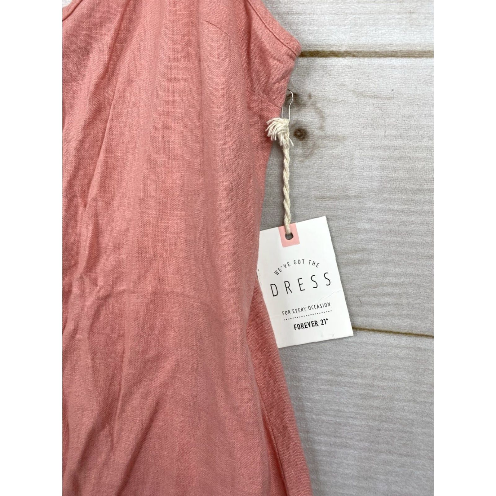 Forever 21 Forever 21 Dress S Coral Mini Button Down Sleeveless V-Neck Linen Cami NWT Y2K Slips Sundress Casual Party/Cocktail Beach 90s Womens Size S / US 4 / IT 40 - 2 Thumbnail