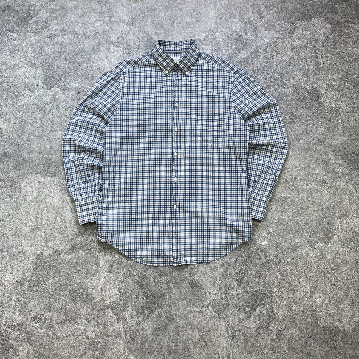 Brunello Cucinelli Vintage Brunello Cucinelli Checked Oxford Long Sleeve Shirt Size US L / EU 52-54 / 3 - 1 Thumbnail