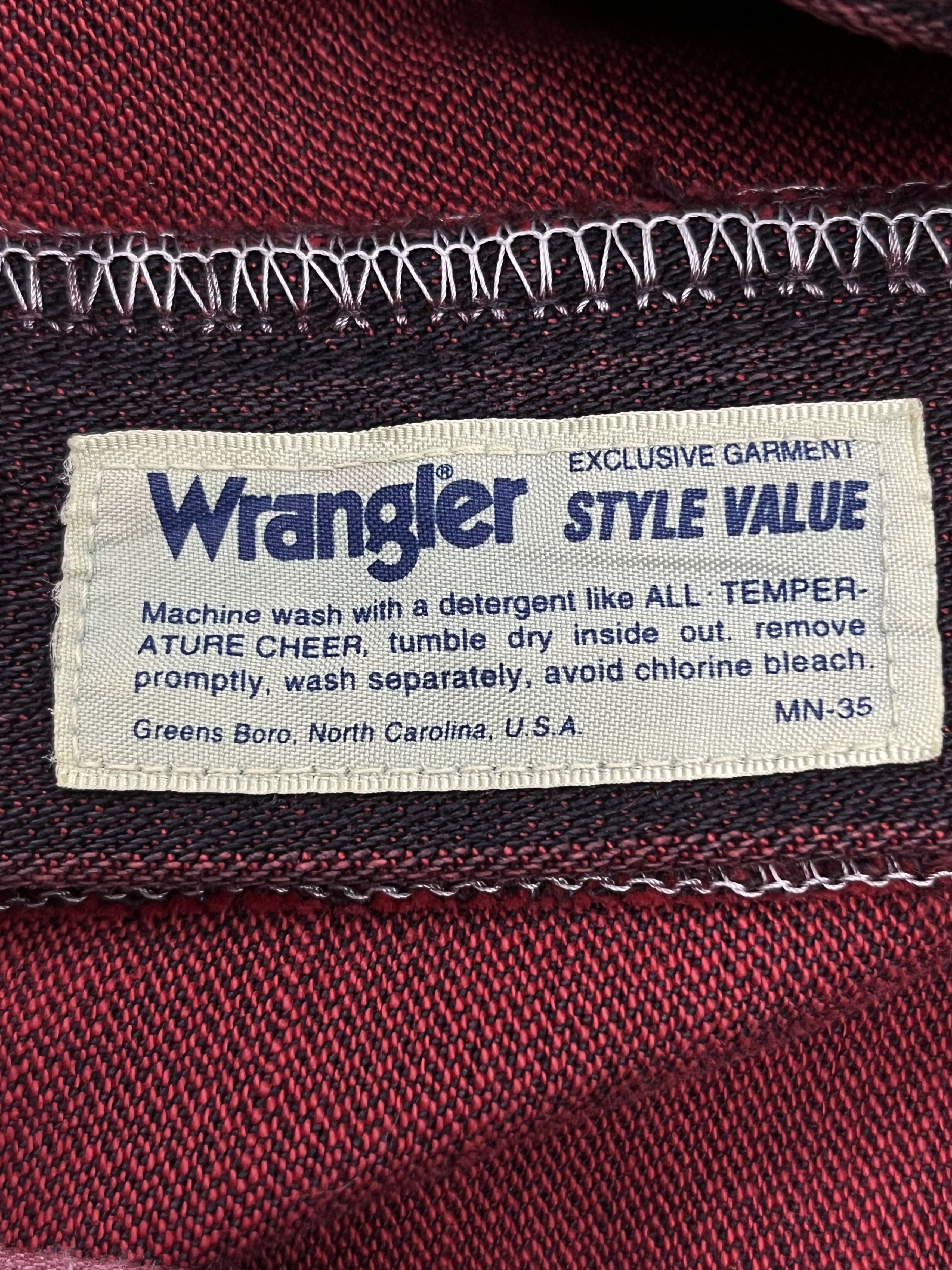 Indigo 🔥VERY RARE🔥Vintage WRANGLER Smoke Maroon Flare Denim Size US 30 / EU 46 - 8 Thumbnail