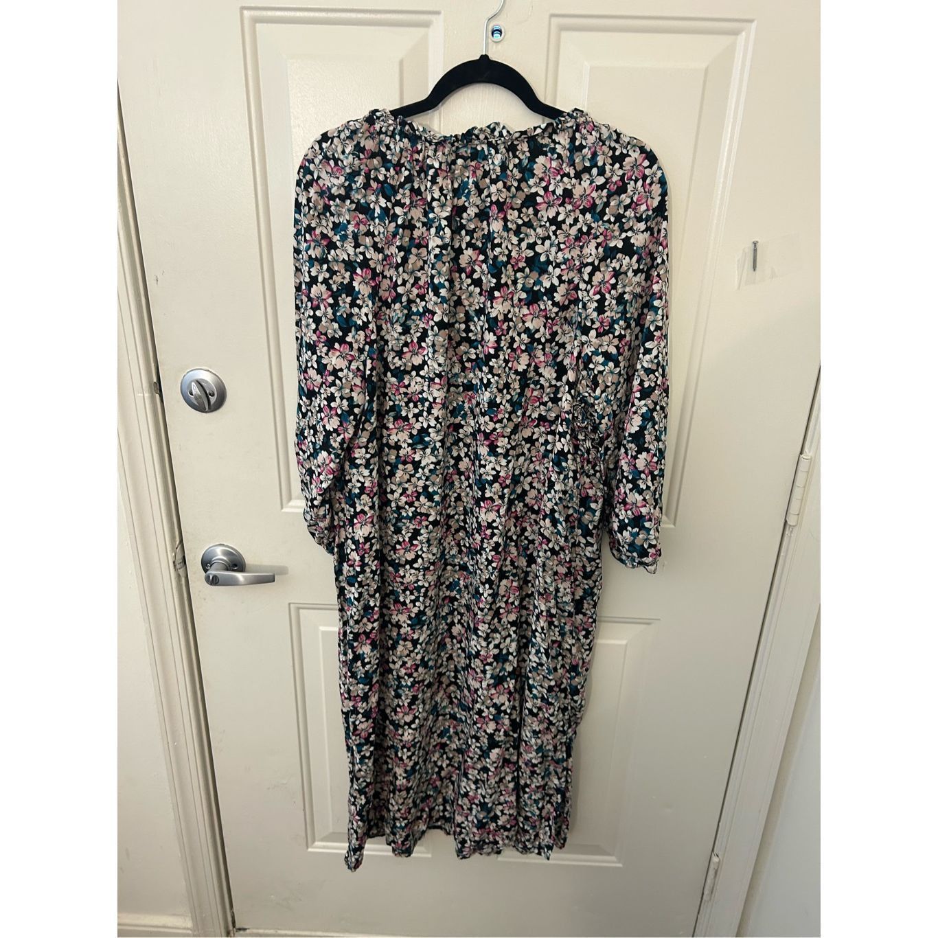 SPY Optic Terra & Sky Dress Multicolor Floral Smocked Midi Side Slits, Size XL / US 12-14 / IT 48-50 - 2 Thumbnail
