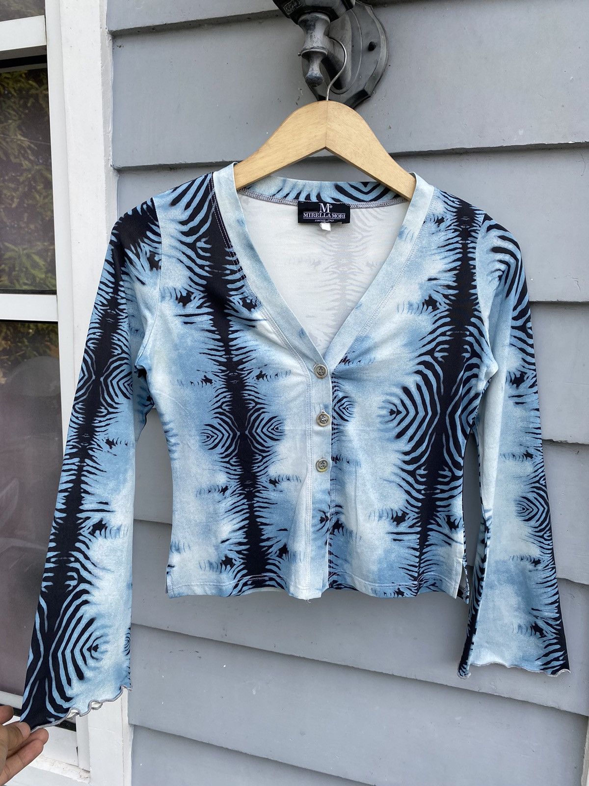 Vintage Tiger Print Blue Sky Cardigan Size S / US 4 / IT 40 - 1 Thumbnail