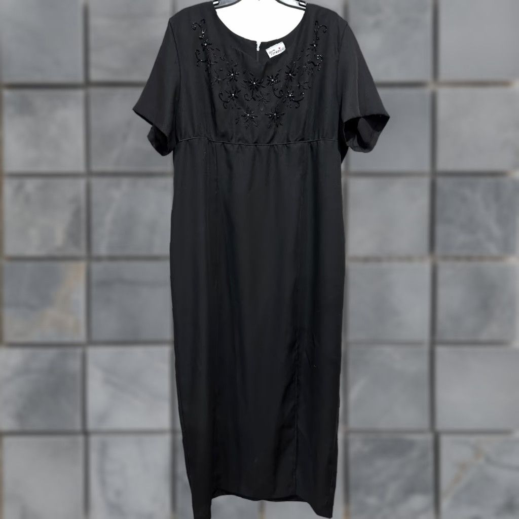 Vintage VINTAGE Veronica Black Beaded Dress 3XL Slim Sheath Evening Cocktail Party/Cocktail Mens Womens Girls? Size XXL / US 16-18 / IT 52-54 - 1 Thumbnail