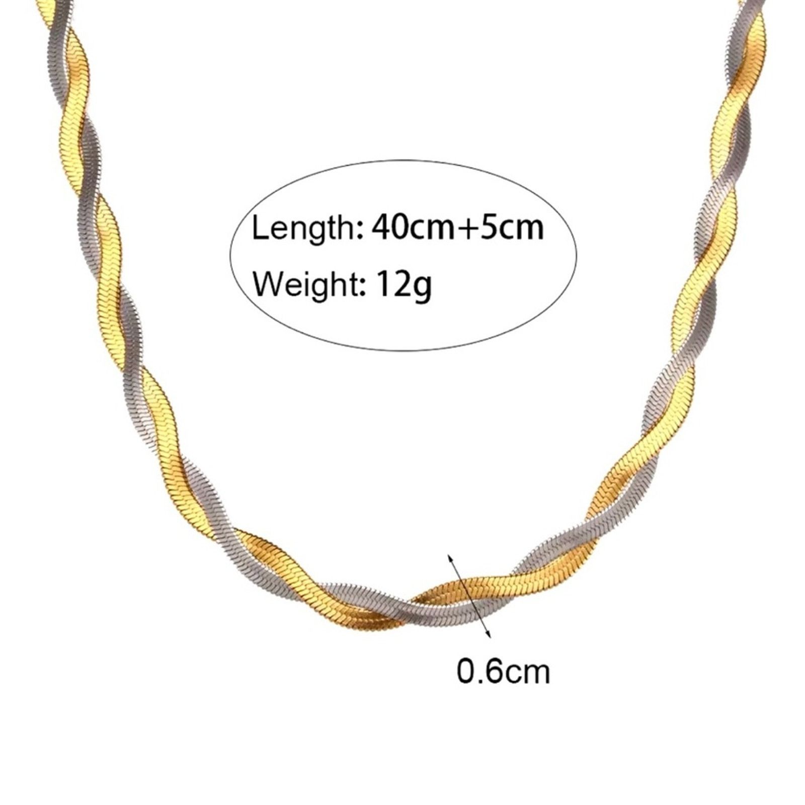 Other 2 Tones Herryingbone Twist Chain Choker Necklace 16”+2” Size ONE SIZE - 3 Thumbnail