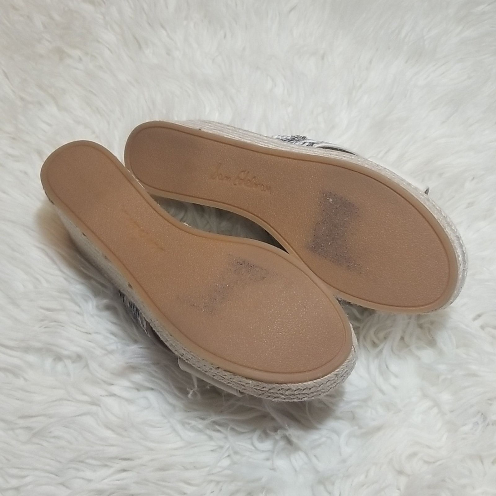 Sam Edelman Sam Edelman Slide Wedge Espadrille Ivory Snakeskin Sandals Size US 7.5 / IT 37.5 - 4 Thumbnail