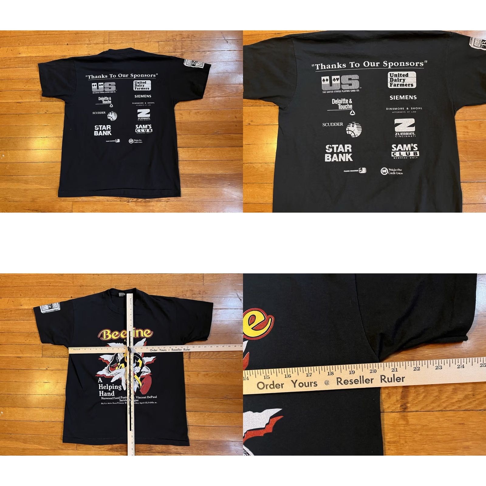 Fruit Of The Loom VINTAGE Beeline Bee Playing Cards Run Shirt Men’s L Black Cotton Polyester USA 90s Graphic Print Double-Sided Logo Pocket Shirt Mens Size US L / EU 52-54 / 3 - 8 Thumbnail