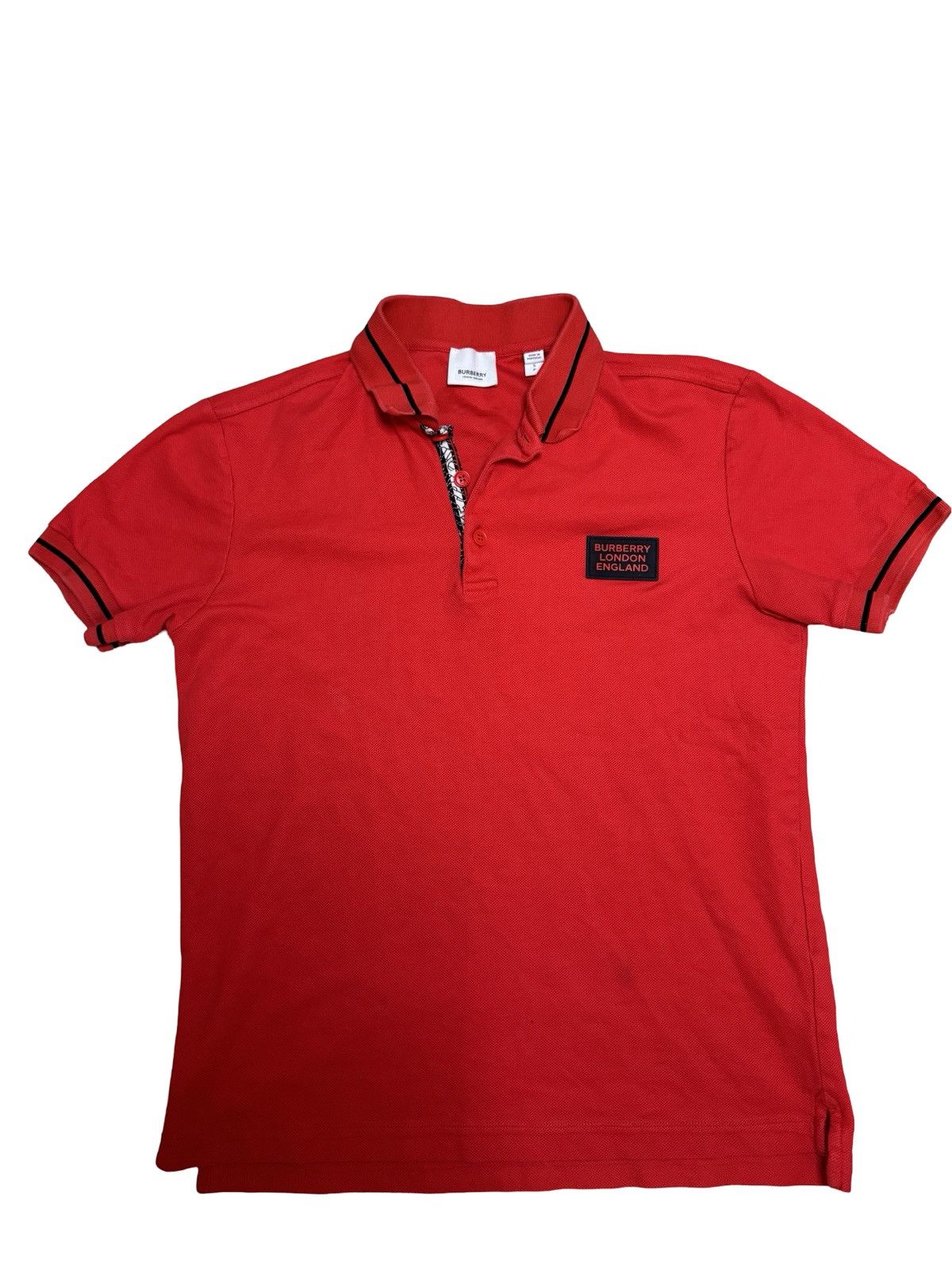 image of Burberry Grenford Polo Shirt in Red, Men's (Size Small)