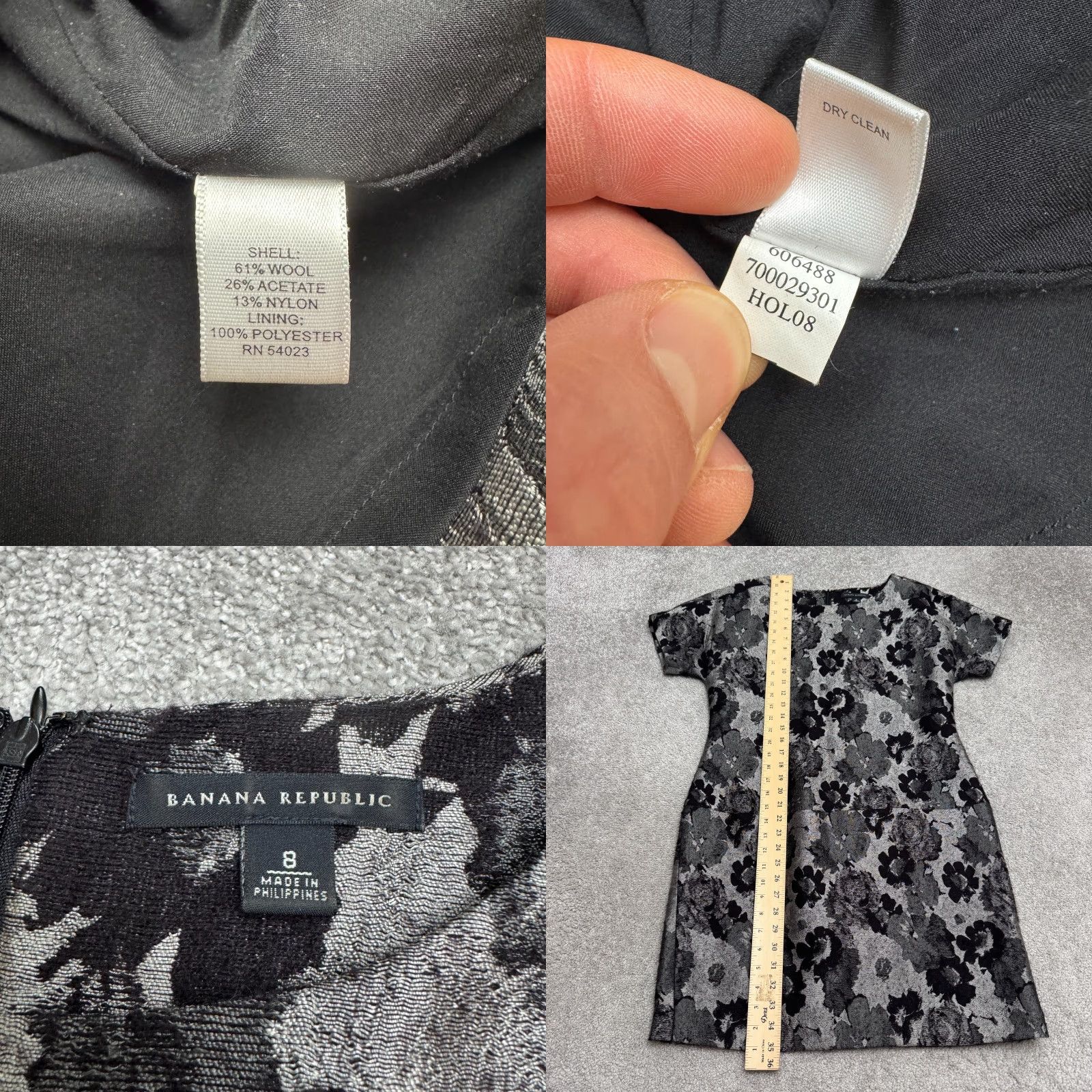 Banana Republic Banana Republic Jacquard Metallic Sift Dress Womens 8 Silver Black Wool Blend Size M / US 6-8 / IT 42-44 - 8 Thumbnail