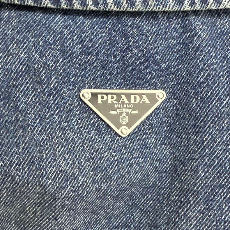 Prada Prada Washed blue metal triangle denim down jacket 2502-Nex Size US XL / EU 56 / 4 - 9 Thumbnail