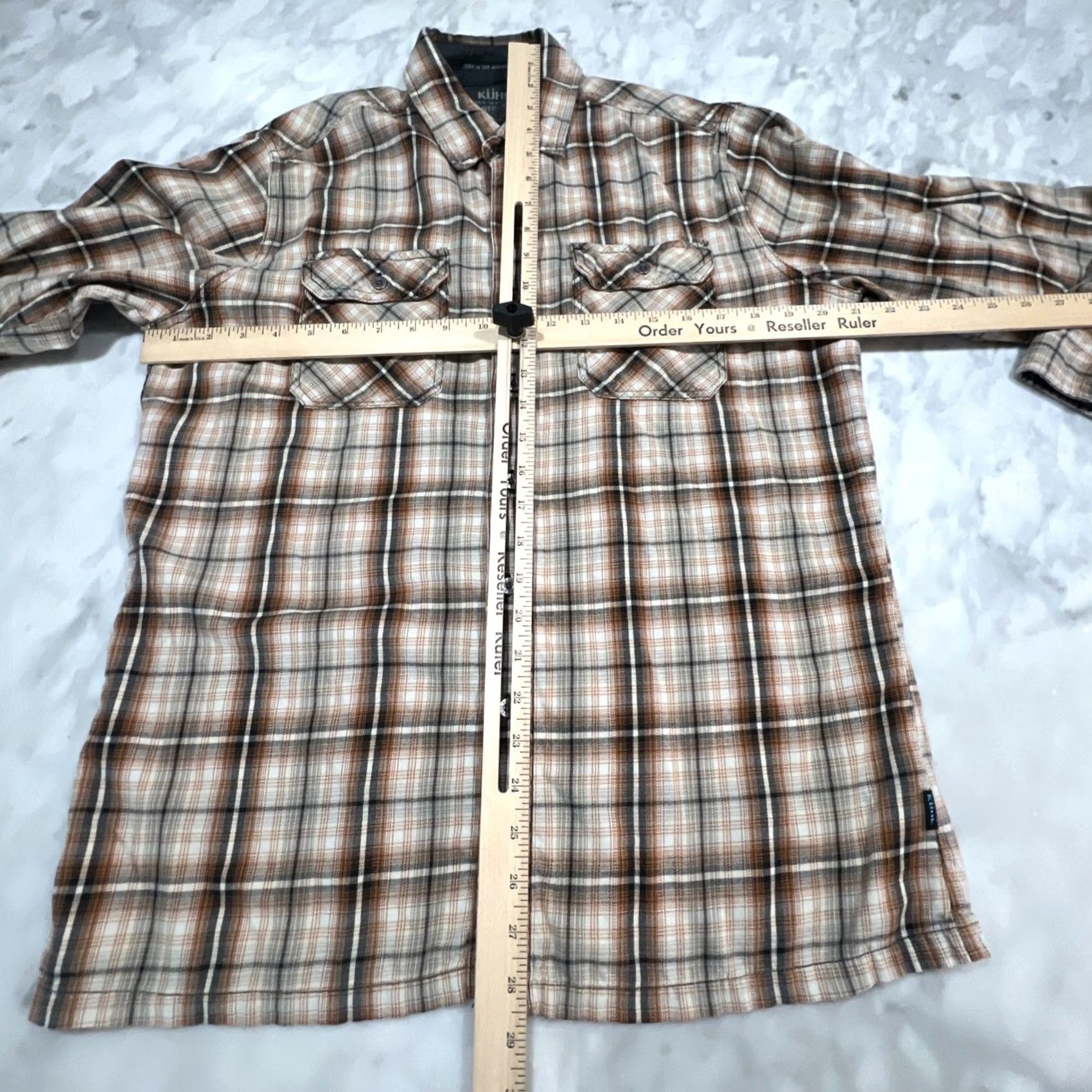 Vintage Kuhl Shirt Mens M Plaid Cotton Tencel Flannel Outdoor Browns Black Button-Up Casual Lightweight Pockets Size US M / EU 48-50 / 2 - 7 Thumbnail