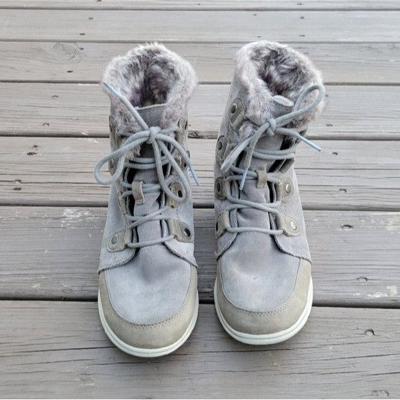 SOREL Sorel Explorer Joan Gray Suede Leather Lace-up Sneaker Winte Size US 9.5 / IT 39.5 - 2 Thumbnail