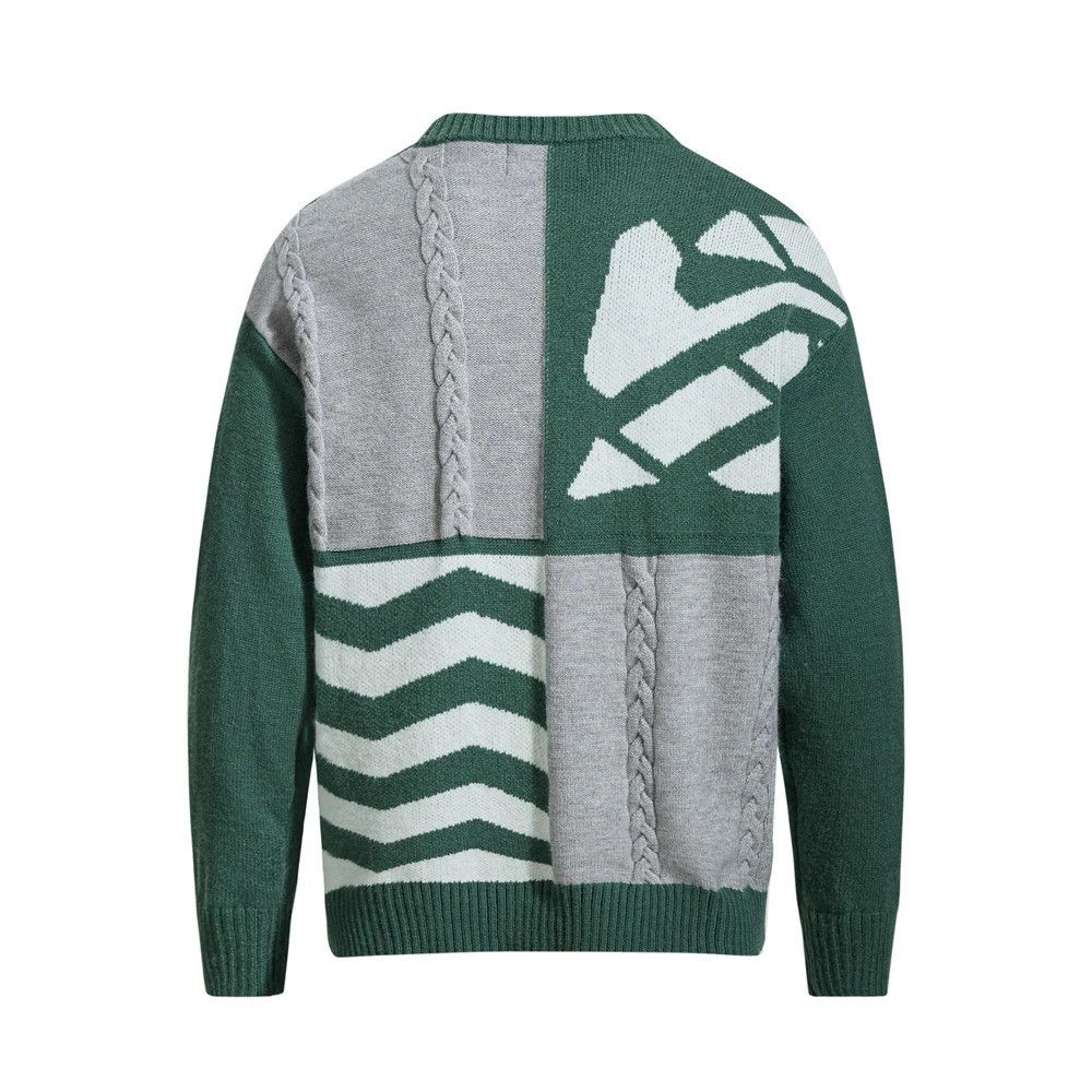 Vintage Men's irregular knitted contrast stitching crew neck sweater Size US M / EU 48-50 / 2 - 2 Thumbnail