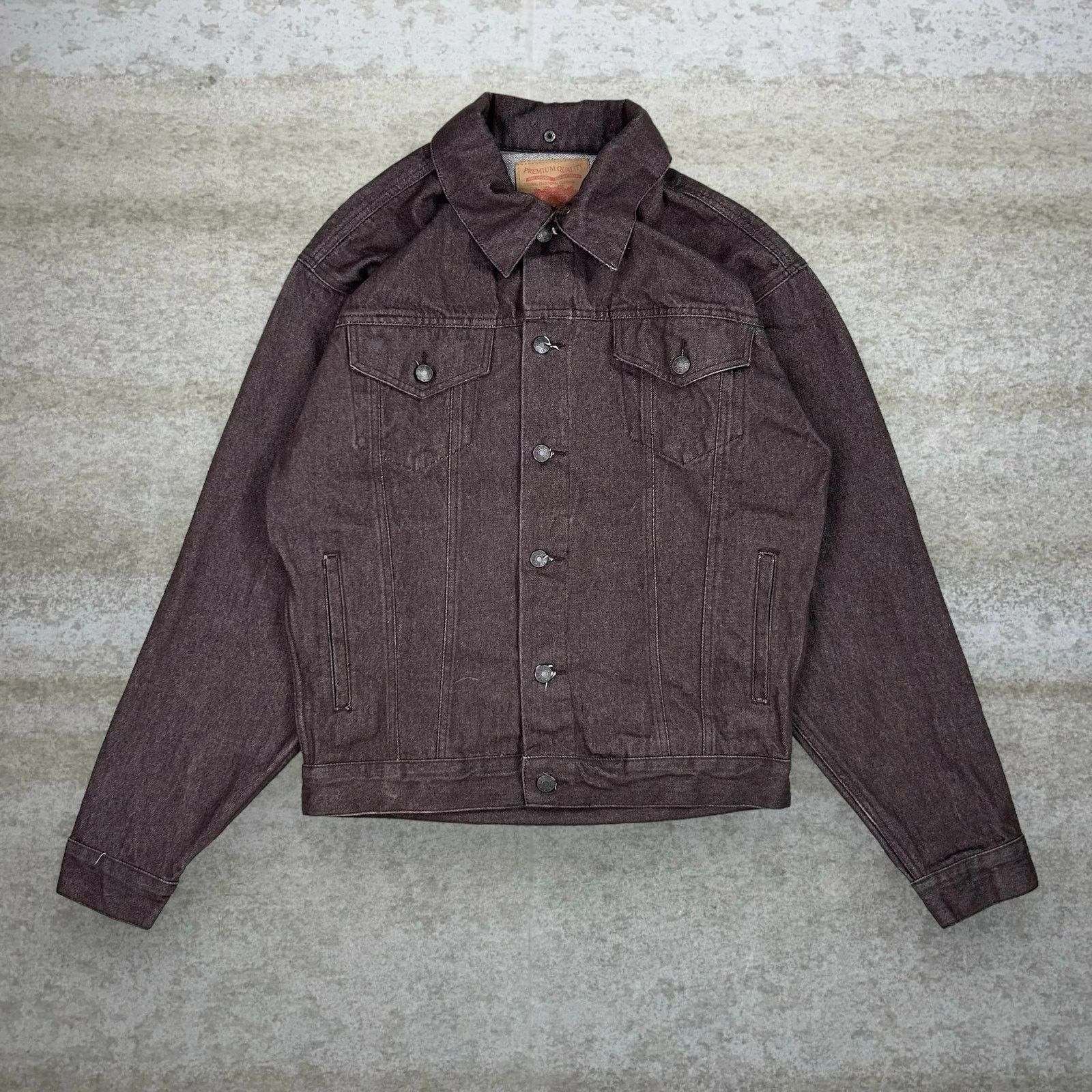 Vintage 90s NOIZ Jean Jacket Mens L Mocha Brown Denim Cotton