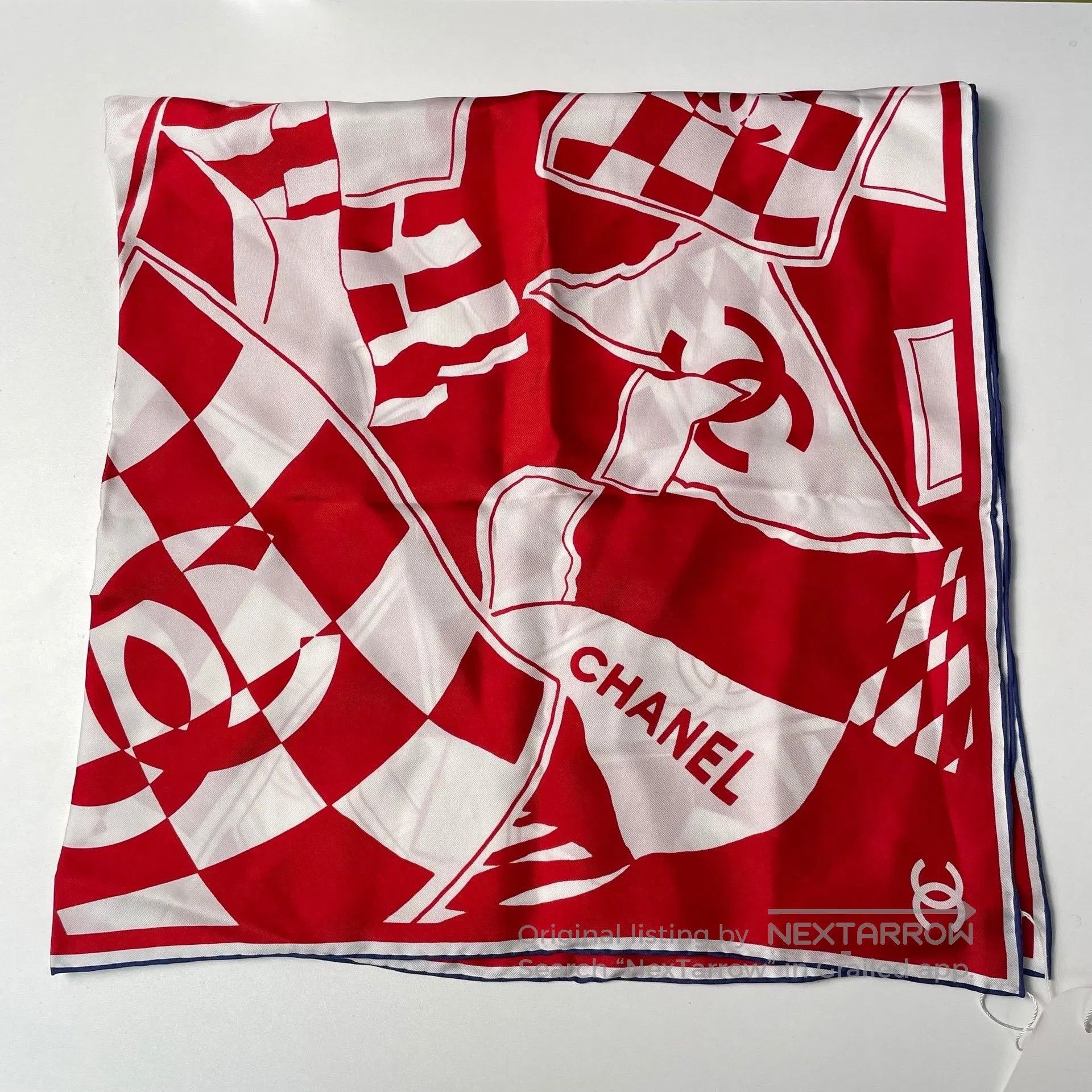 Chanel Chanel Double C Logo Color Block Graffiti Real Silk Square Size ONE SIZE - 2 Thumbnail