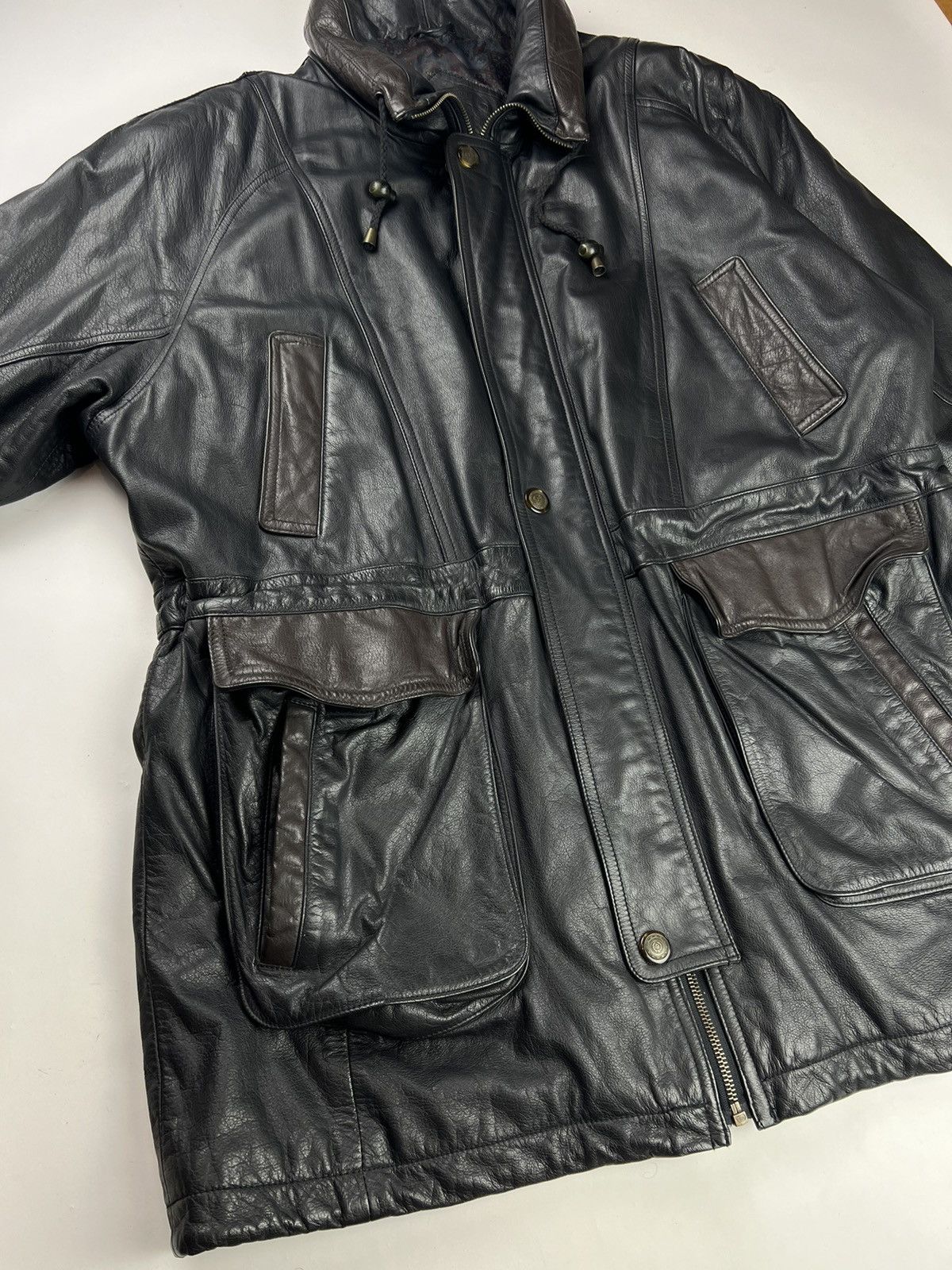 Japanese Brand × Vintage Vintage men's leather jacket black with brown inserts Size US XL / EU 56 / 4 - 7 Thumbnail