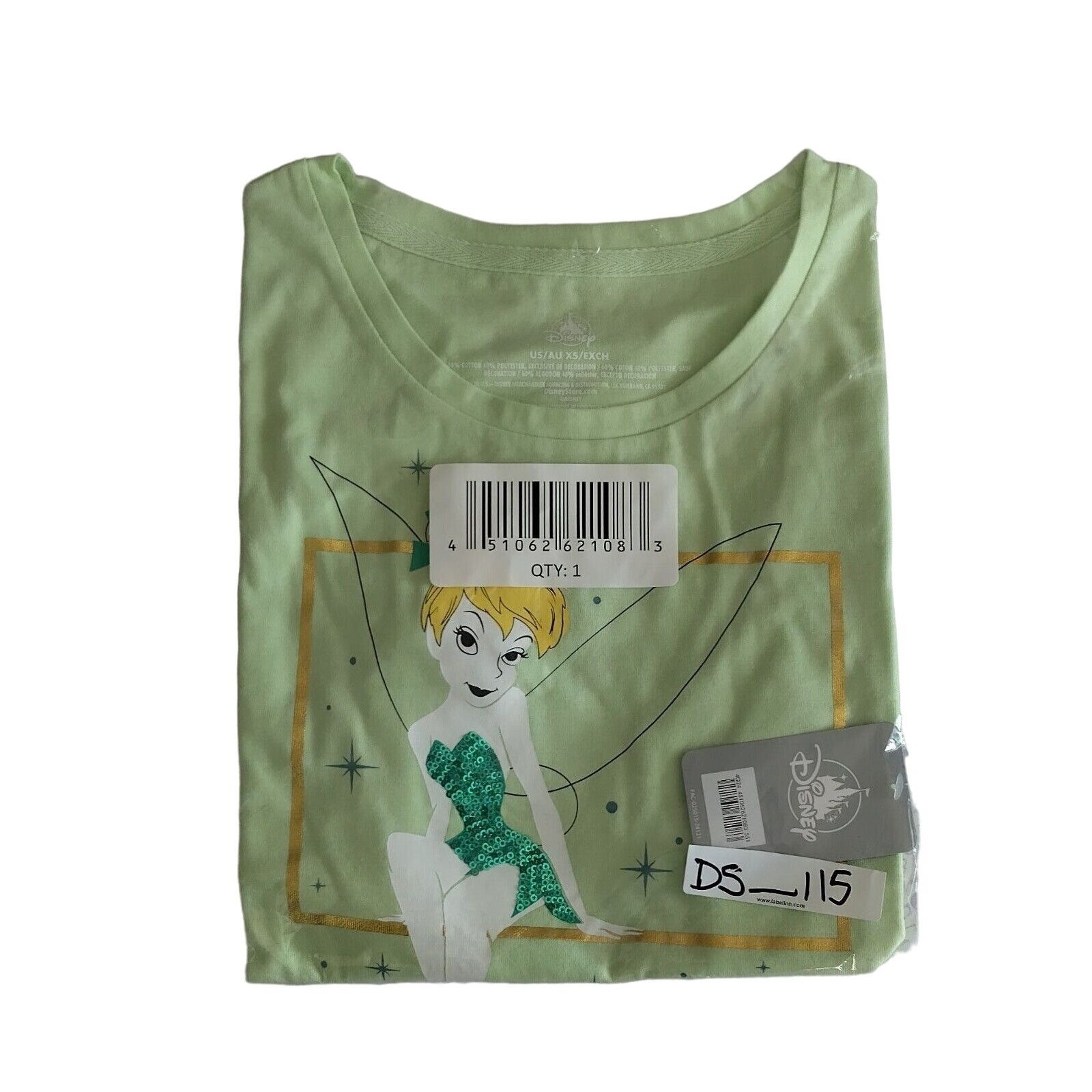 Disney Walt Disney's Tinkerbell On A Light Green T-Shirt Women’s XS Size XS / US 0-2 / IT 36-38 - 6 Thumbnail