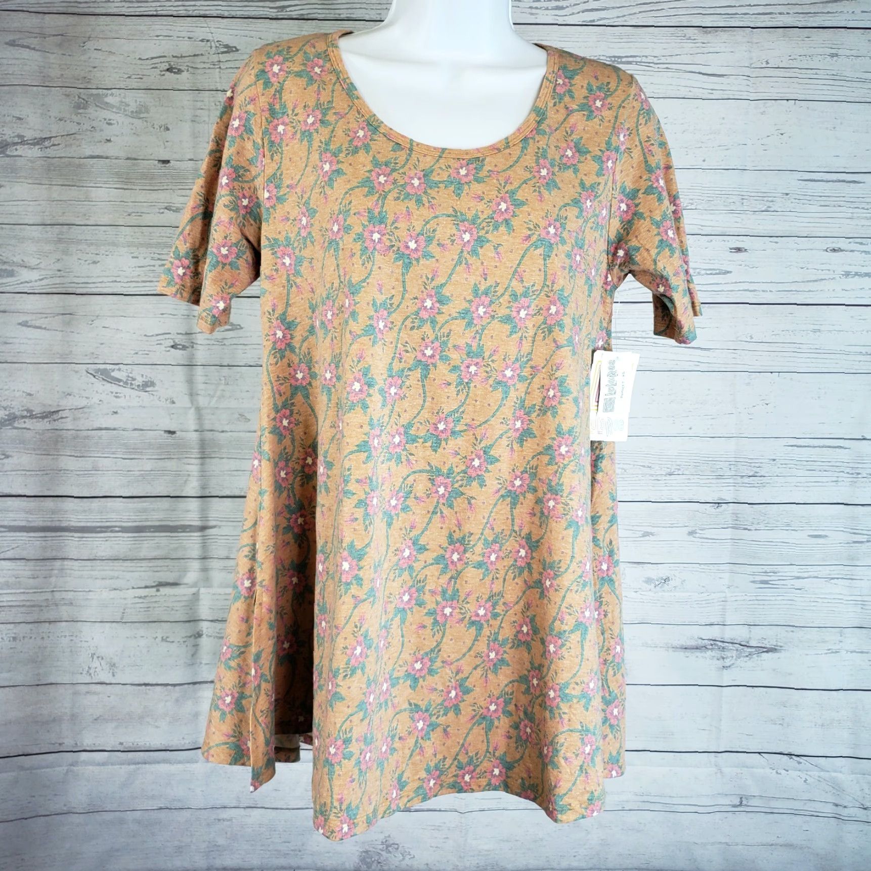 Vintage LuLaRoe Perfect T Womens XS Pink Floral Short Sleeve Cotton Blend Shirt New with Tags Size 26" / US 2 / IT 38 - 2 Thumbnail