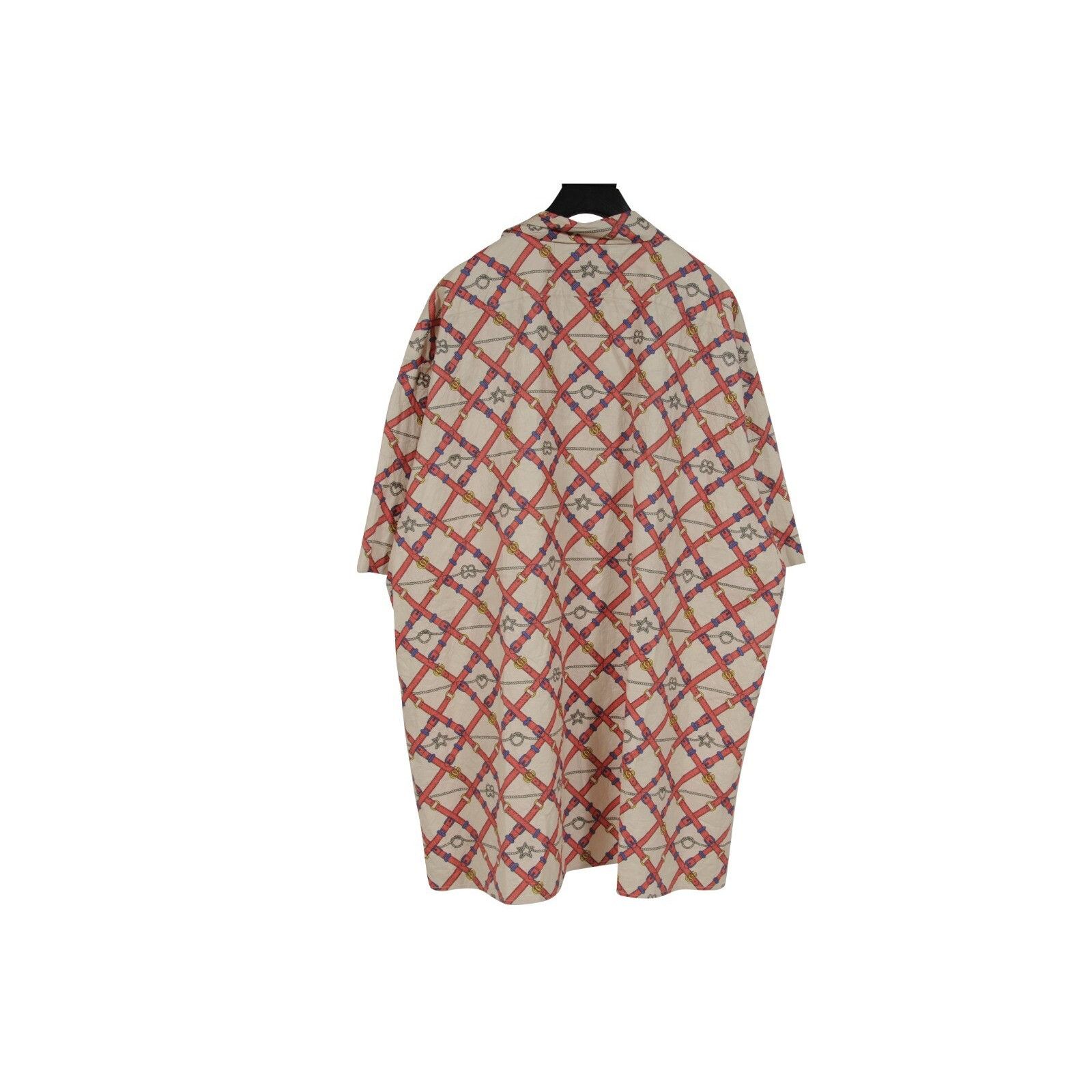Gucci Red Tan Wrinkled Paper Belts Bowling Button Down Shirt SS Size US M / EU 48-50 / 2 - 2 Thumbnail