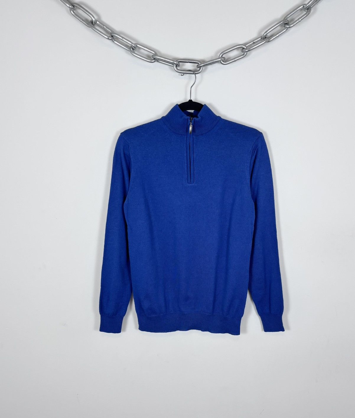 Cavalli Class Roberto Cavalli Class Blue Knit Acrylic Wool 1/4 Zip Sweater Size US XS / EU 42 / 0 - 1 Thumbnail
