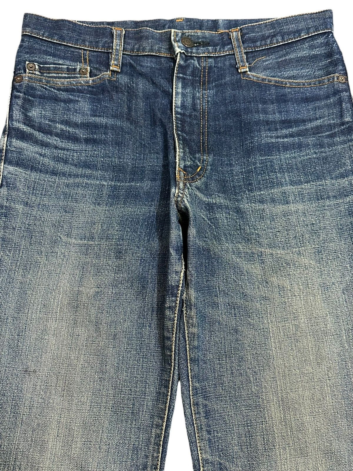 ABAHOUSE Vintage Japanese Abahouse Blue Wash Distressed Flare Jeans Size US 31 - 3 Thumbnail