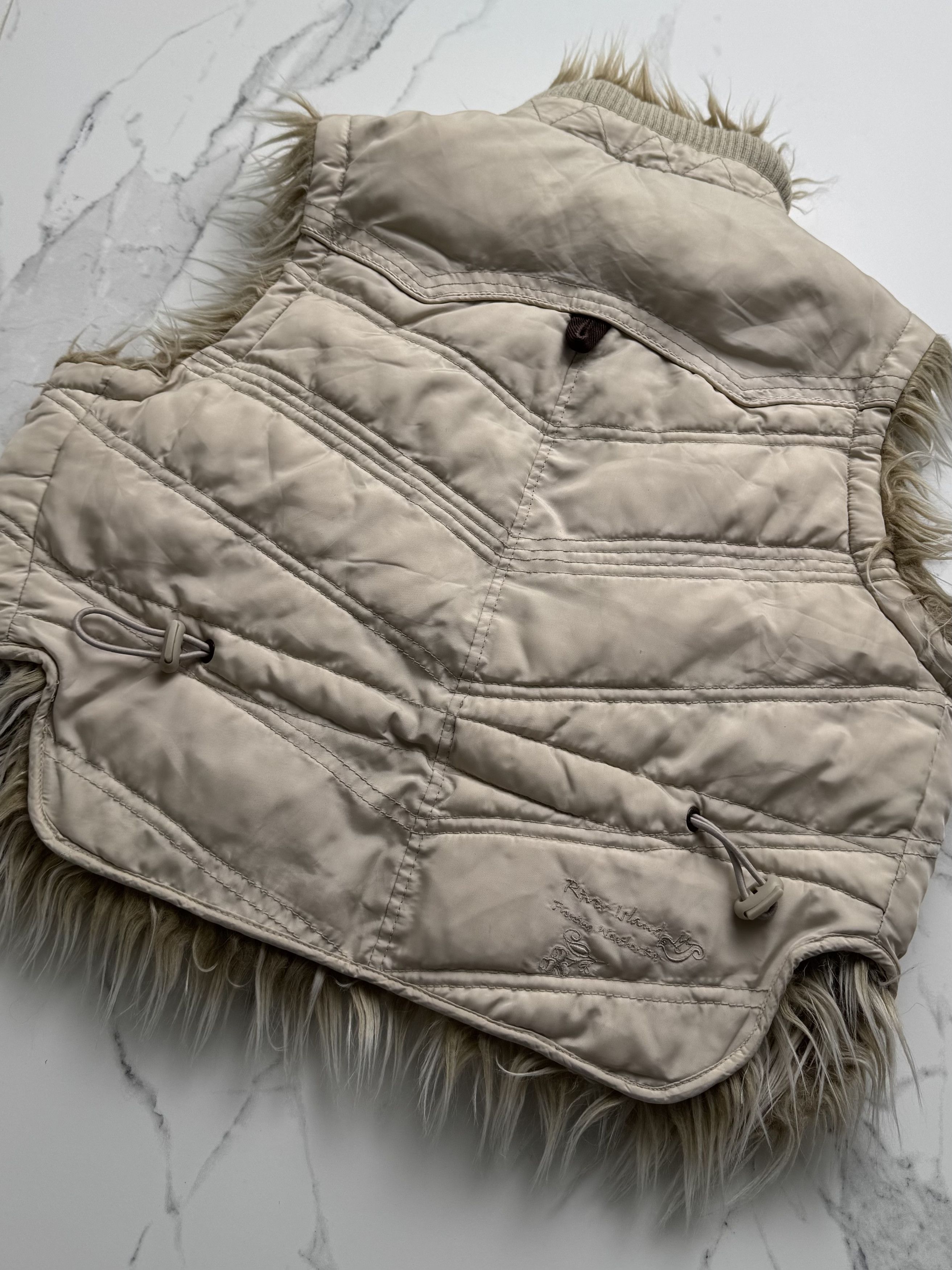 Japanese Brand Cream Cropped Gilet Women S Faux Fur Y2K Utility Biker Vest Size S / US 4 / IT 40 - 8 Thumbnail