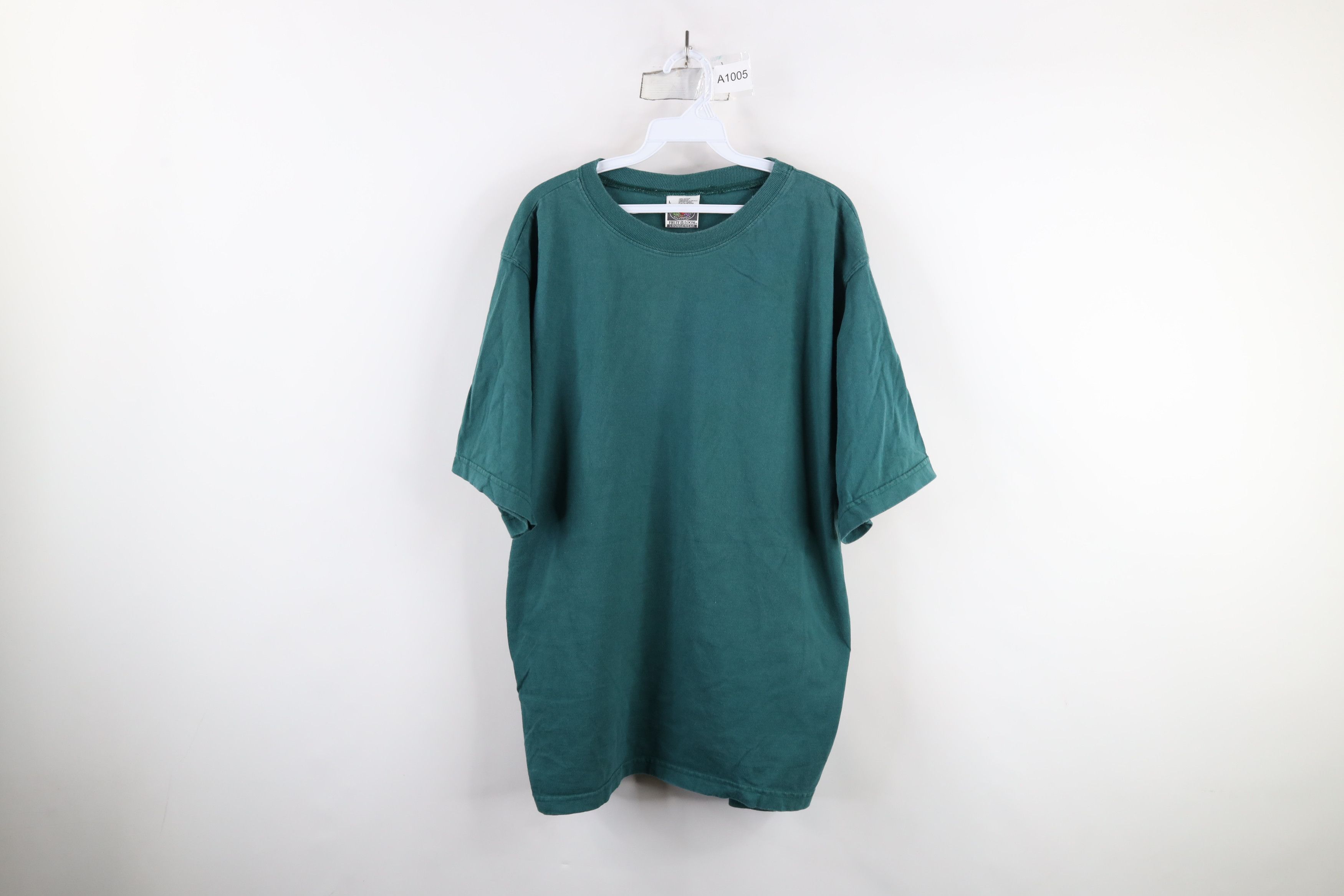 Vintage Vintage 90s Streetwear Blank Baggy Fit Cotton T-Shirt Green Size US L / EU 52-54 / 3 - 1 Thumbnail
