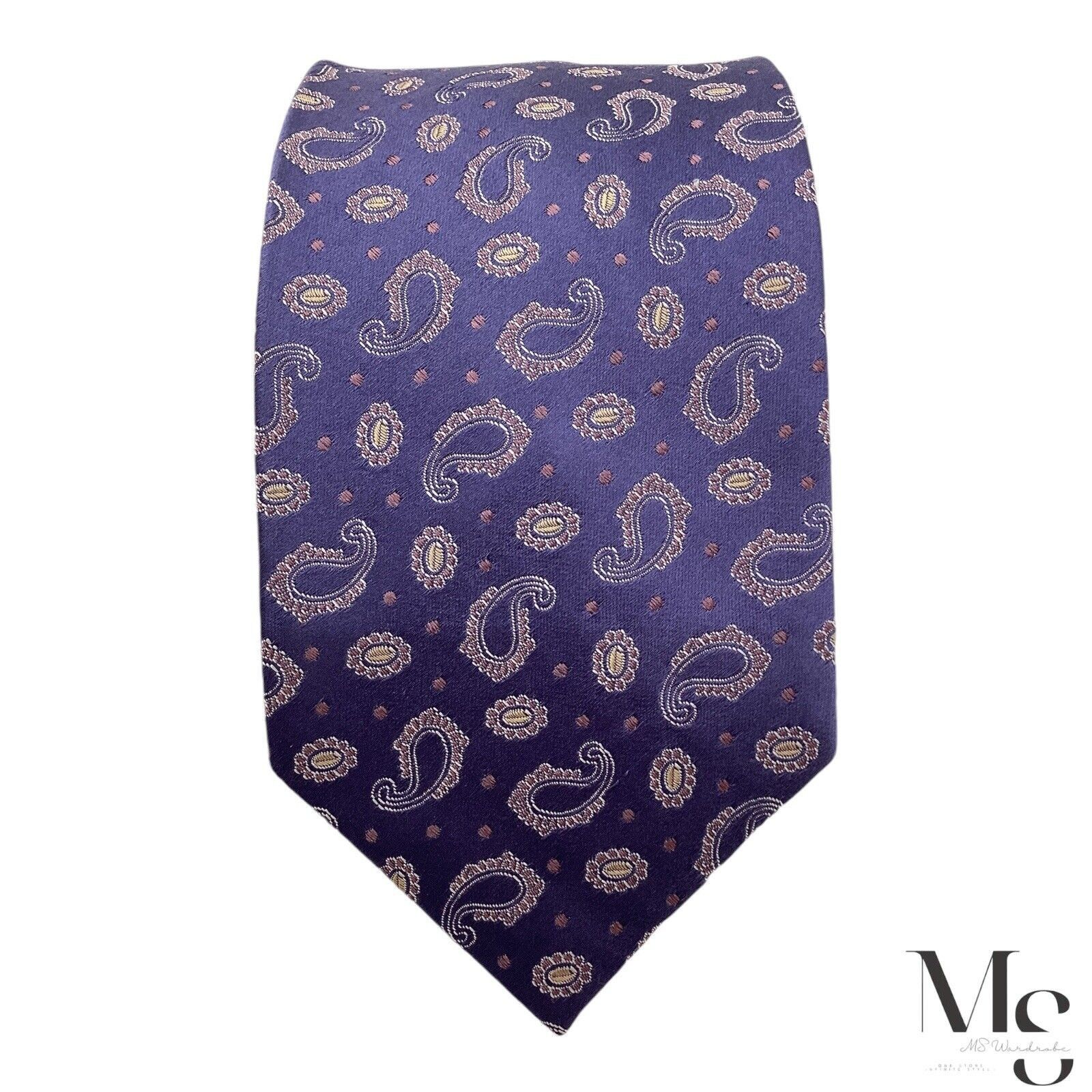 Ermenegildo Zegna ERMENEGILDO ZEGNA COUTURE PURPLE Paisley Silk Tie In Made It Size ONE SIZE - 3 Thumbnail