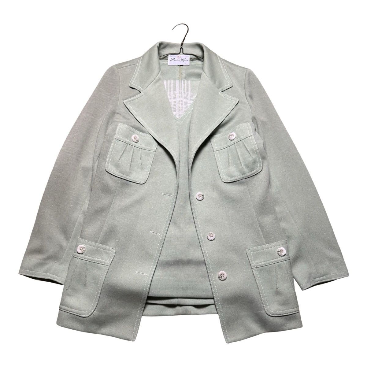 Vintage Vintage 70s Leisure Suit Pistachio Green Jacket Pant Vest 12 Size M / US 6-8 / IT 42-44 - 1 Thumbnail
