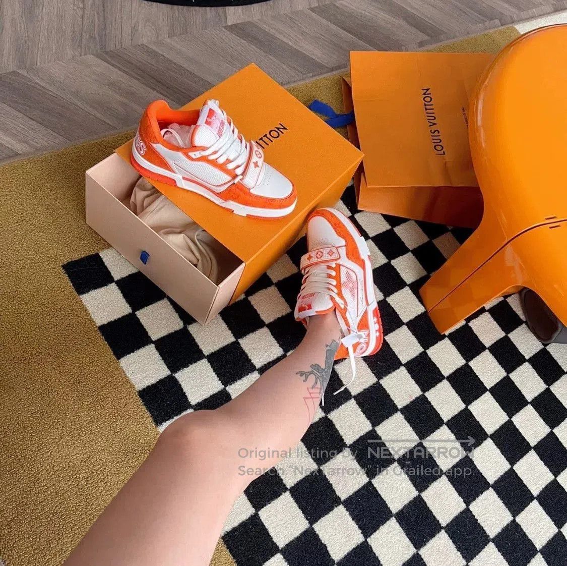 Louis Vuitton Louis Vuitton LV Trainer Velcro White Orange. Size US 10 / EU 43 - 7 Thumbnail