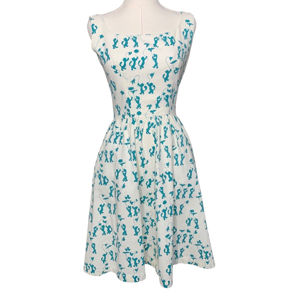 Other Vintage 50/60s Tiger/Lion Circus Novelty Print Dress pockets Size XS / US 0-2 / IT 36-38 - 1 Thumbnail