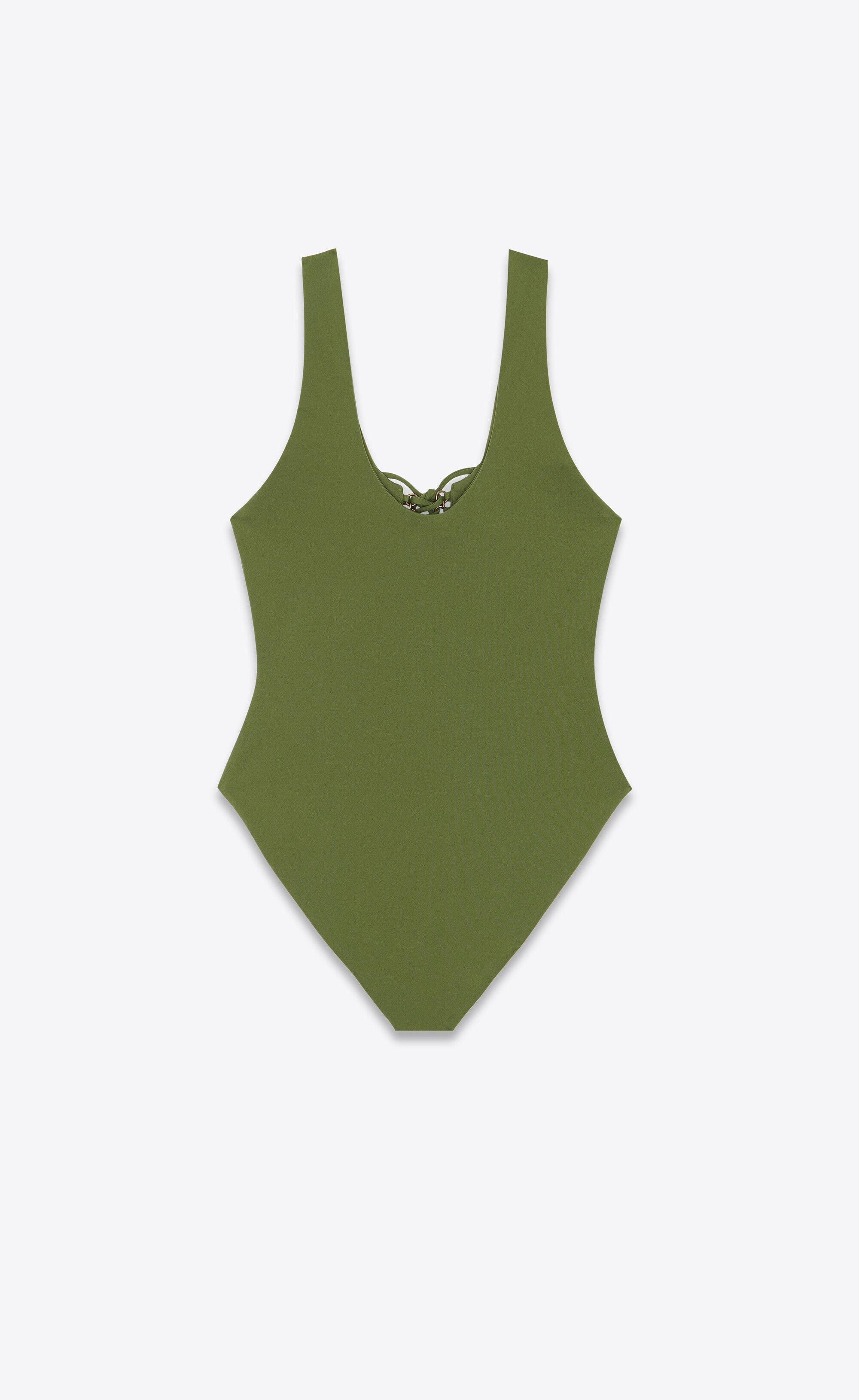 Saint Laurent Paris o1la1rc1a0425 687606 Saharienne One- Piece Swimsuit in Green Size XL / US 12-14 / IT 48-50 - 2 Thumbnail