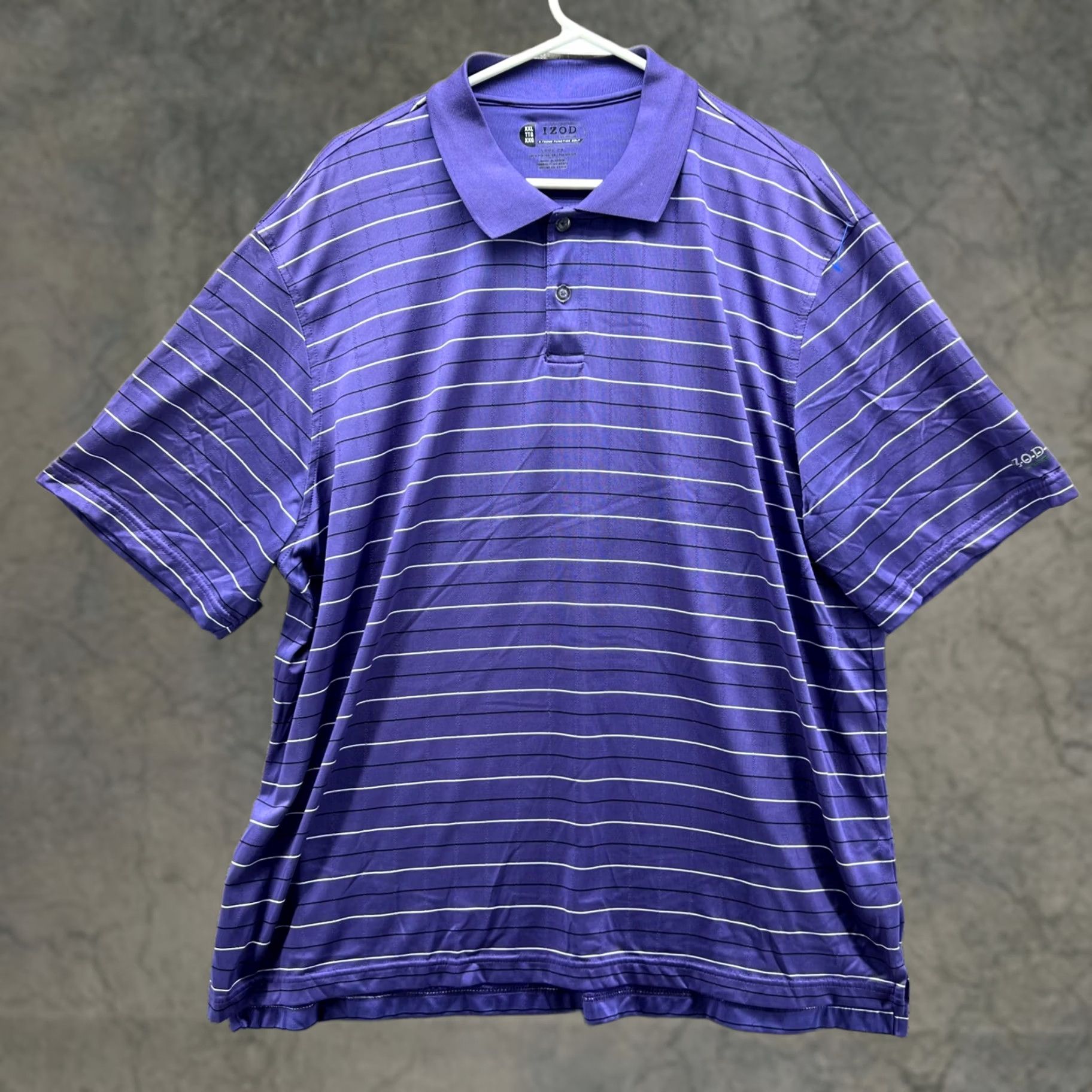 Izod Izod Polo Shirt Men XXL Adult Purple Striped Short Sleeve Button Collared Logo Vintage No 2XL Shirt Day All Seasons Casual Mens Size US XXL / EU 58 / 5 - 1 Thumbnail