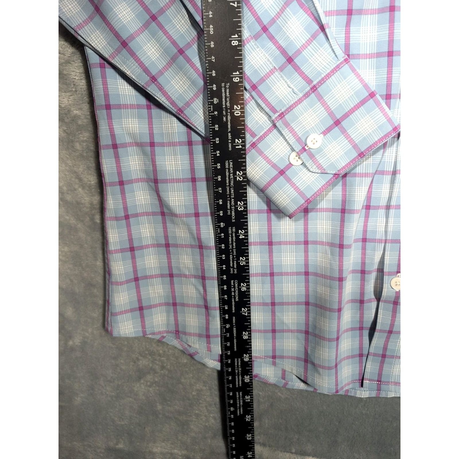 Mizzen+Main Mizzen+Main Shirt Mens Large Blue Purple Plaid Leeward Trim Fit Button Up Size US L / EU 52-54 / 3 - 2 Thumbnail