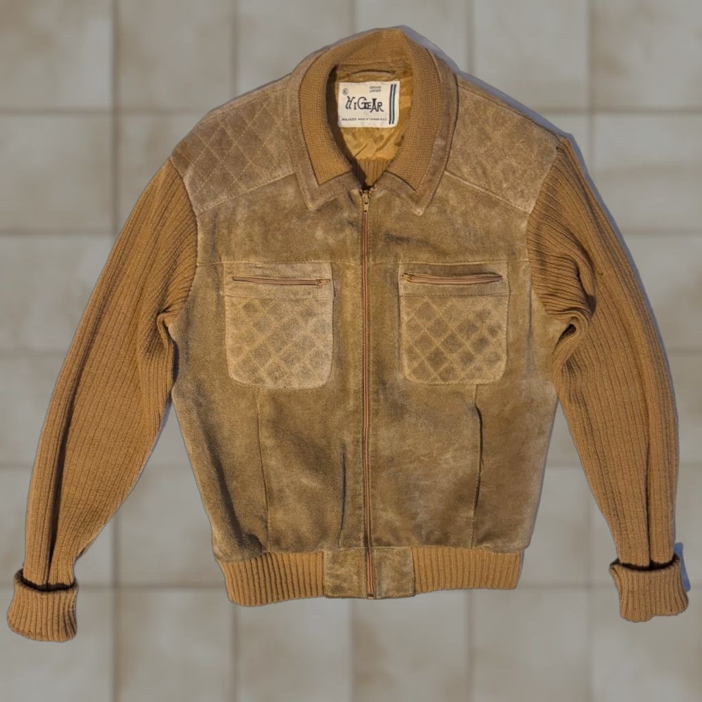 Vintage VINTAGE Hi Gear Leather Suede Western Knit Gaucho Jacket Small/Medium Men Regular Brown Pockets Jacket Size US M / EU 48-50 / 2 - 1 Thumbnail