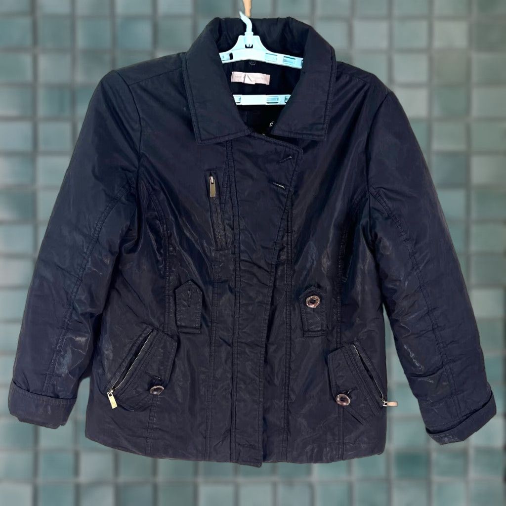 Vintage NYC Jacket Women XL Black Shine 90s Insulated Lined Zip Womens Size XL / US 12-14 / IT 48-50 - 1 Thumbnail