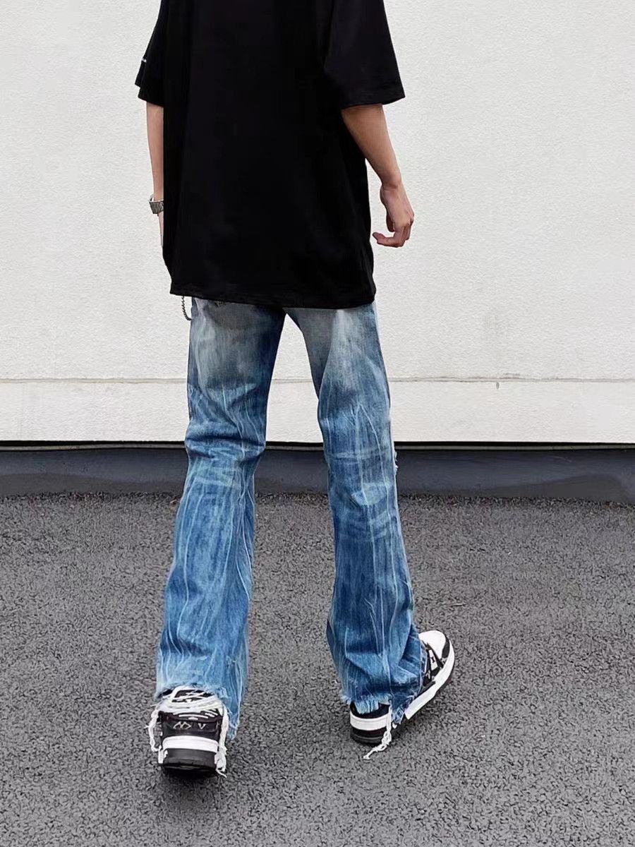 Japanese Brand × Jean Washed street ripped straight leg jeans Size US 30 / EU 46 - 2 Thumbnail