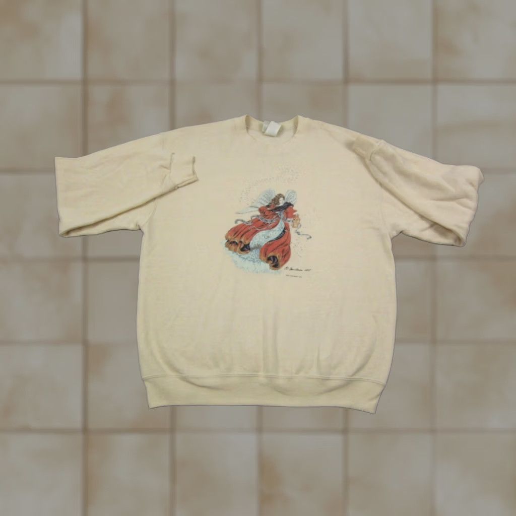 Lee VINTAGE Lee Sweatshirt Mens M Yellow Angel of Light 90s Pullover Crew Neck Heavyweight All Seasons Cotton Polyester Fleece Size US M / EU 48-50 / 2 - 1 Thumbnail