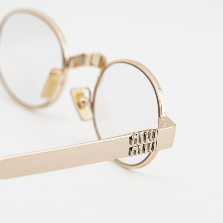 Miu Miu Miu Miu MUB51S 5AK10W Sunglasses Gold Oval Frame, Clear Size ONE SIZE - 6 Thumbnail