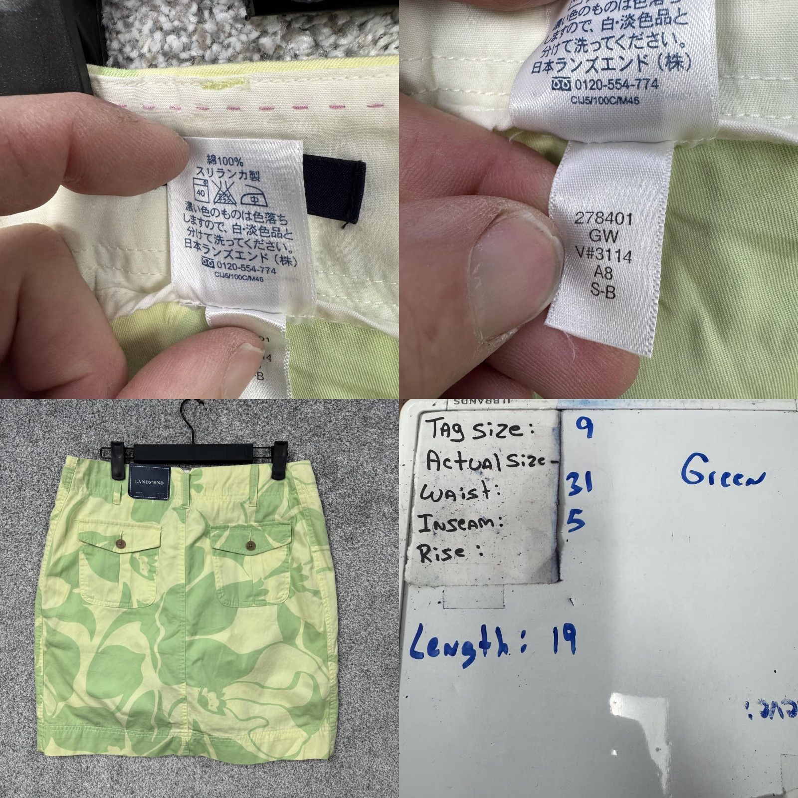 Lands' End Lands' End Chino Skort 6 Green Floral Weekend Pockets Casual Utility Twill Cotton Knee Length Women Womens Size 28" / US 6 / IT 42 - 8 Thumbnail