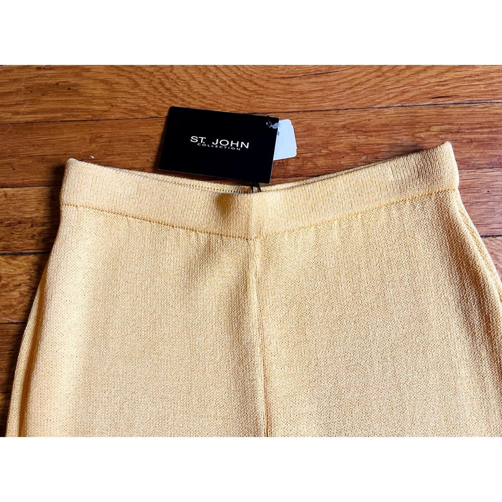 St. John St. John Santana Knit Pants Womens 4 Marigold Yellow Straight Leg Dress Pants Pockets Retro Vintage Size 27" / US 4 / IT 40 - 3 Thumbnail