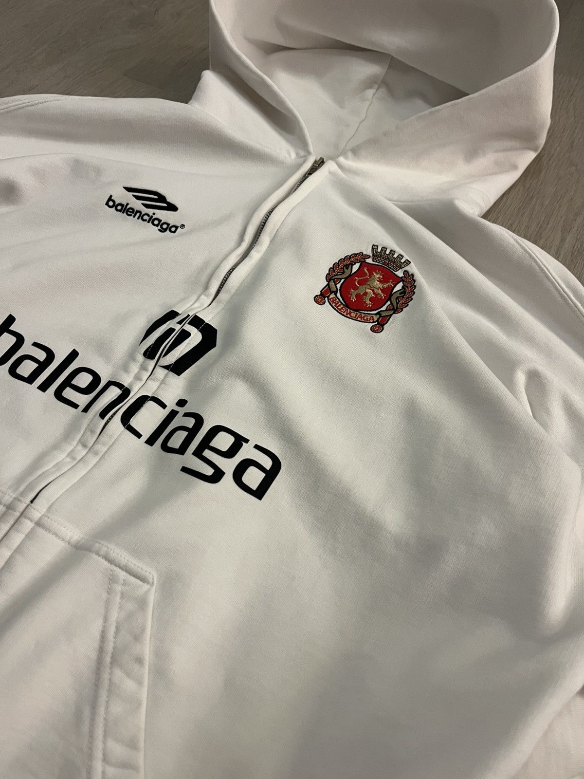 Balenciaga Balenciaga Paris Soccer Zip Up Hoodie White | Grailed