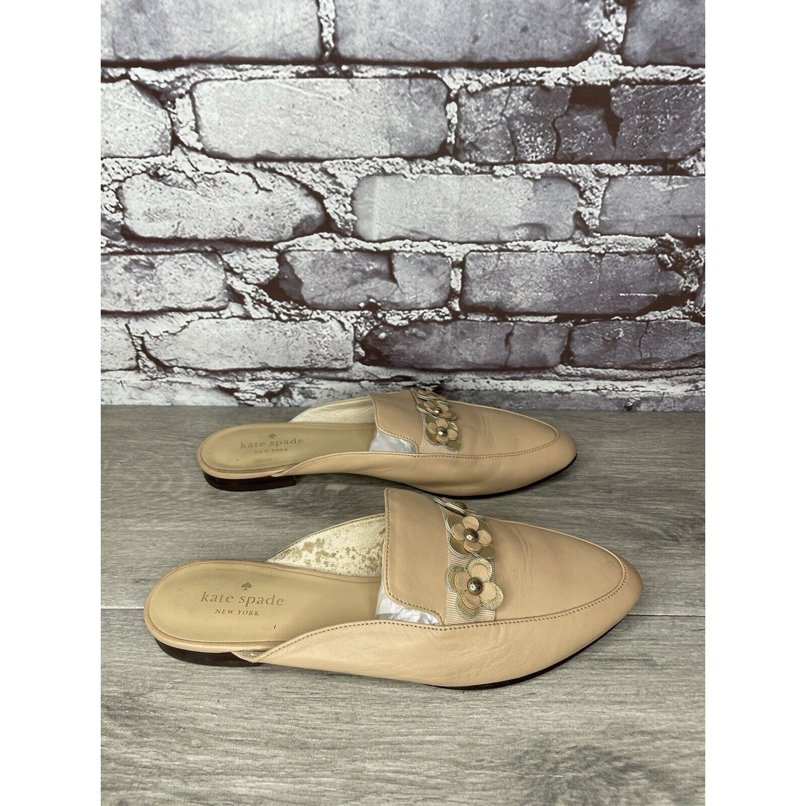 Kate Spade Kate Spade Nude Pink Leather Floral Accent Pointed Mules Sho Size US 8 / IT 38 - 4 Thumbnail
