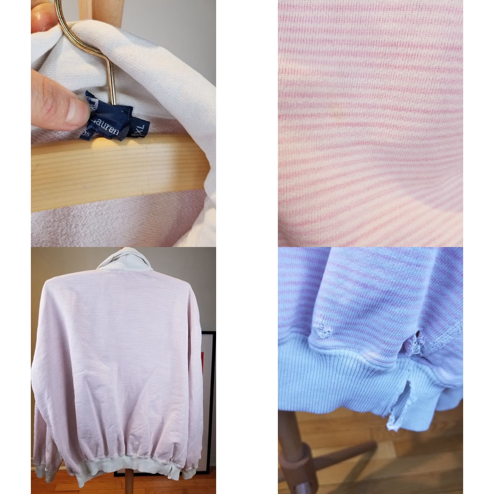 Polo Ralph Lauren VINTAGE 80' RALPH LAUREN POLO PINK STRIPED BUTTON DOWN SWEATSHIRT XL MEN Size US XL / EU 56 / 4 - 8 Thumbnail