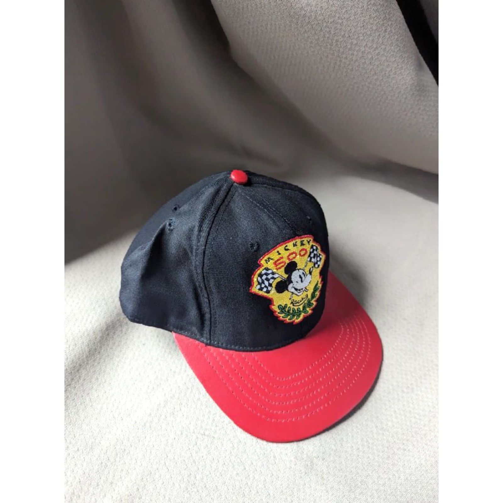 Hamilton VINTAGE MICKEY MOUSE Leather Bill 500 Racing Hat Cap JEFF HAMILTON Disney Adult One Size Black Men Baseball Cap Size ONE SIZE - 5 Thumbnail
