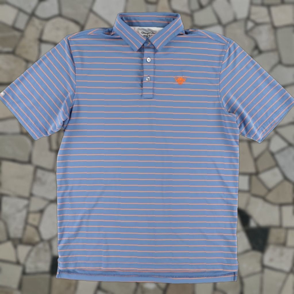 Vintage Straight Down Polo Shirt Mens L Blue Striped Performance Ox Logo Stretch Size US L / EU 52-54 / 3 - 1 Thumbnail