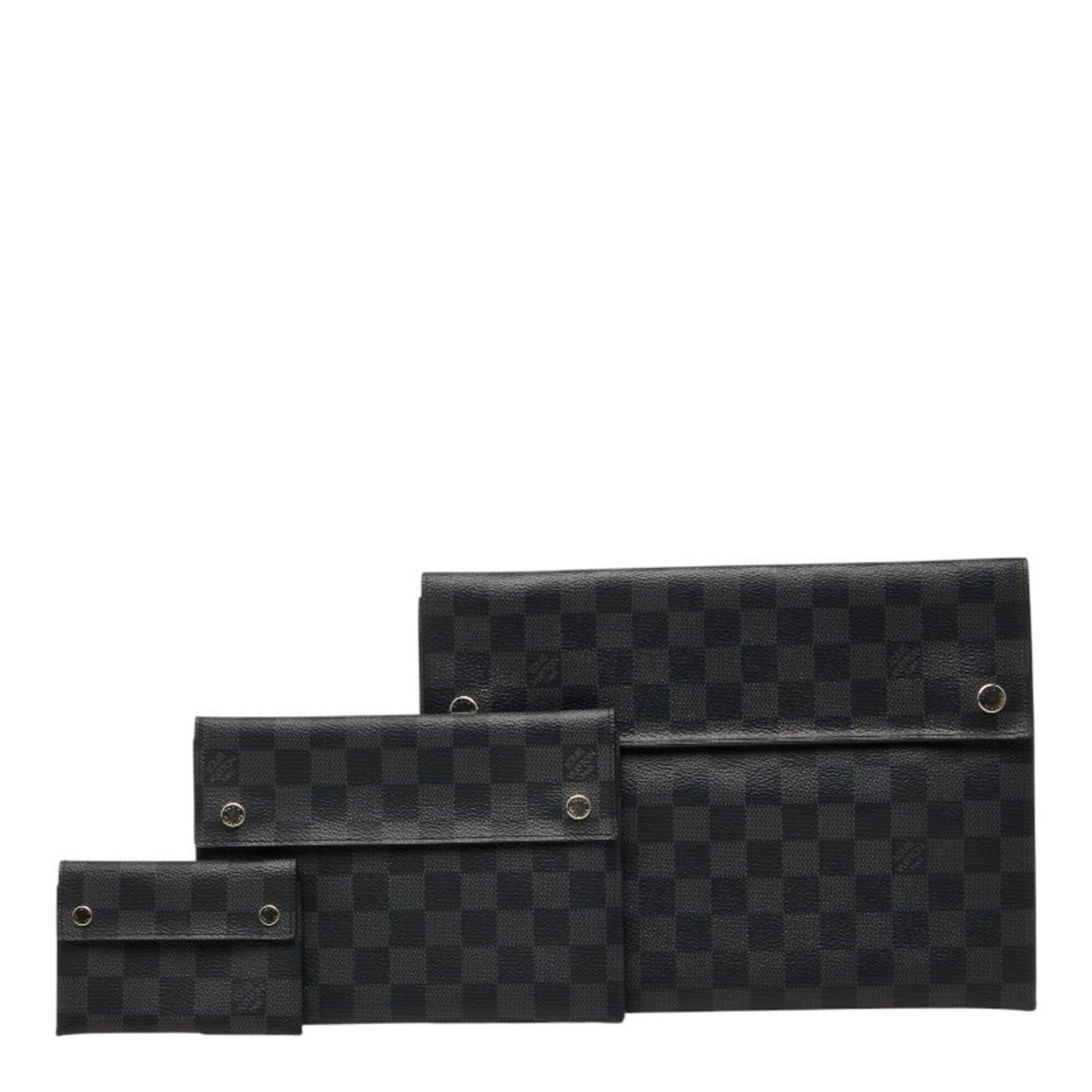 Louis Vuitton Louis Vuitton Damier Graphite Alpha Triple Pouch Set of 3 - Handbag, Pouch, Clutch Bag, N60255, Black Leather, Women's LOUIS VUITTON Size ONE SIZE - 1 Thumbnail